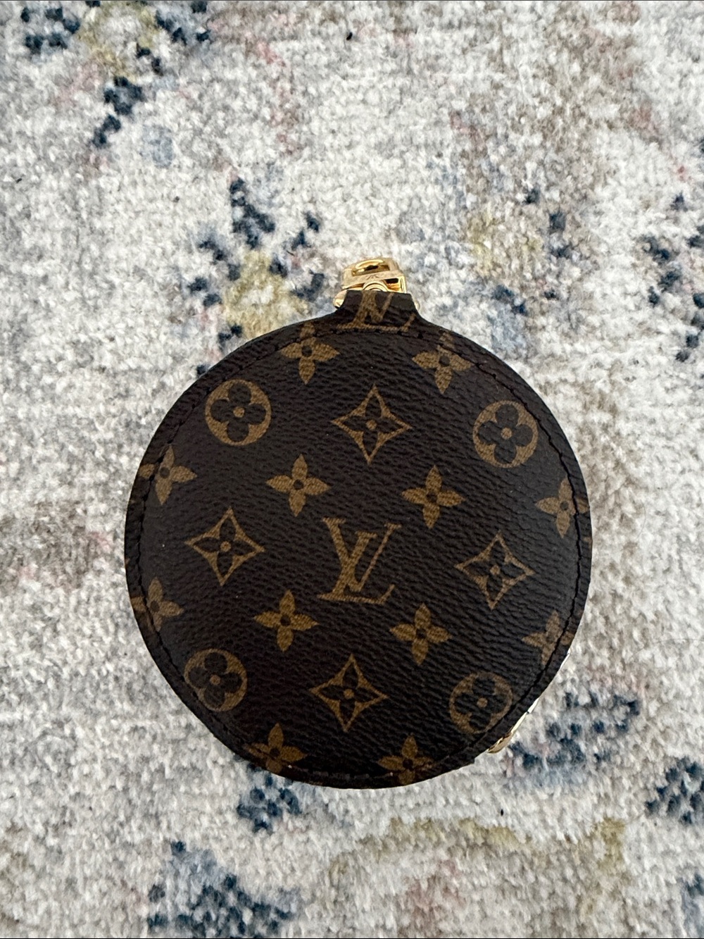 Louis Vuitton Monogram Circular Coin Pouch - Brown with Gold Accents